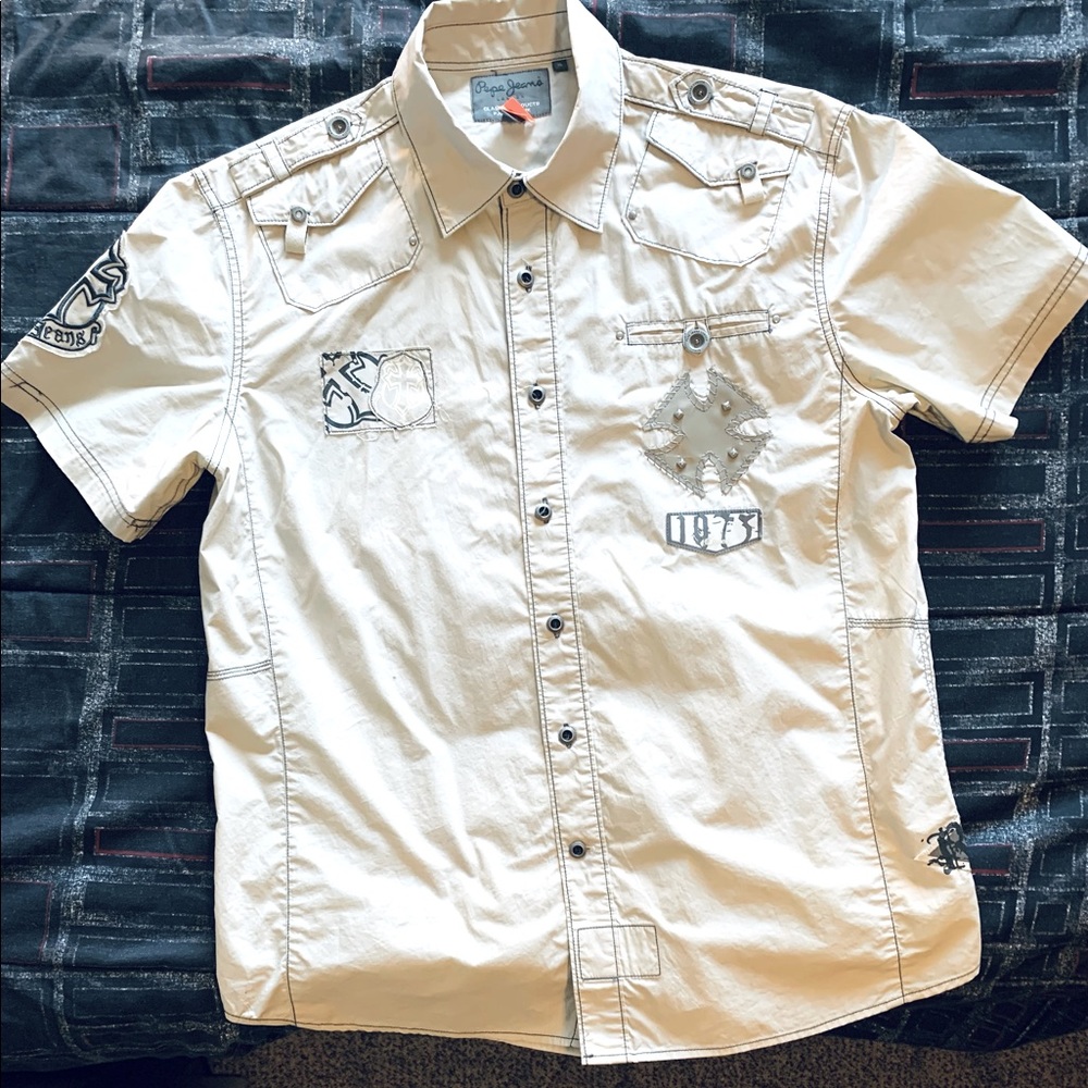 COPY - Pelle Pelle Tan Short Sleeve Button up Shirt